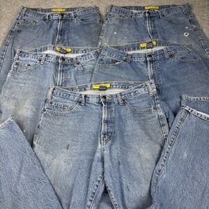 Real Ranch Premium Jeans Mens 35x32 Lot Of 5 Western Cowboy Rodeo Painters Work